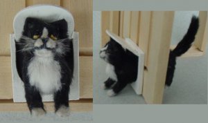 Tuxedo Cat Coming through the Door - Click Image to Close